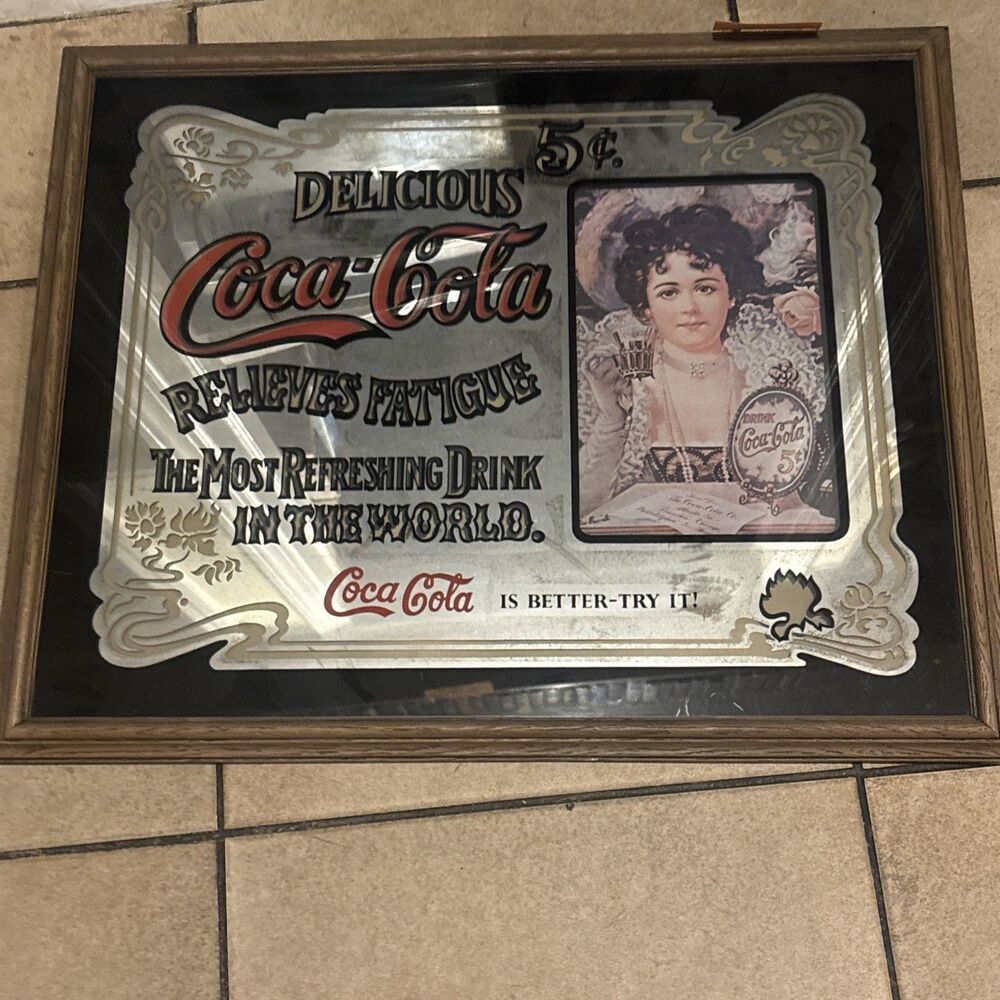 Vintage "5-Cent" Coca-Cola Wall Mirror 17x21